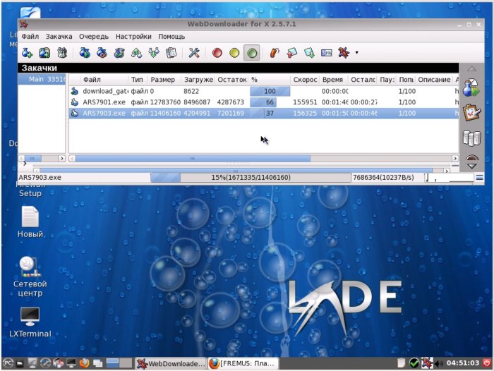 D4X - менеджер закачек в PCLinuxOS 2011.6 LXDE